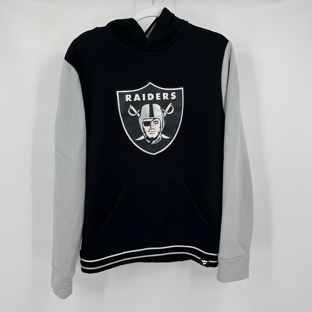 Fanatics Mens Las Vegas Raiders NFL Hoodie Size M Black Gray Colorblock Pullover